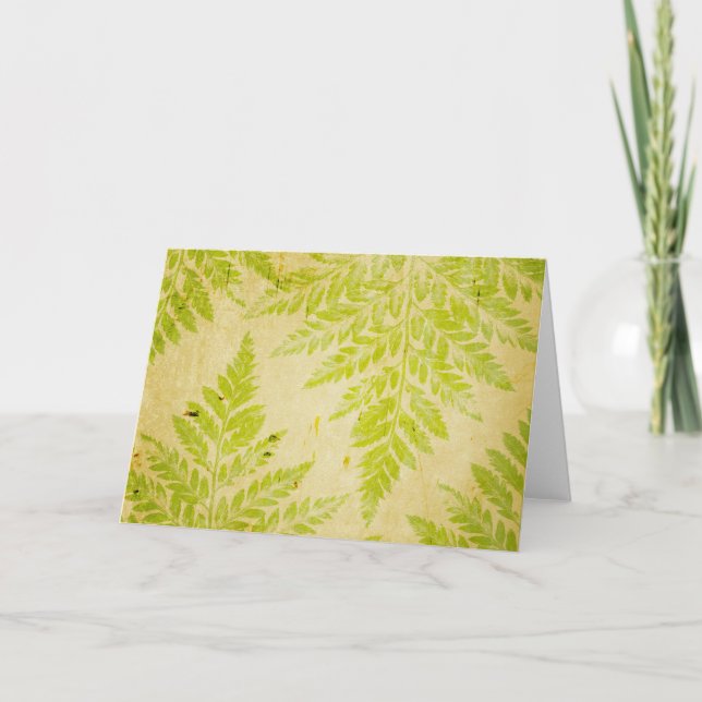 Carte Fern Leaf Stamped Pattern Grungy Background (Devant)
