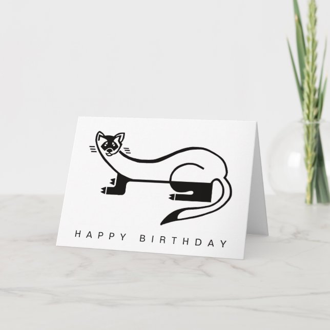 Carte FERRET à pieds noirs - Animaux sauvages dessinés à (Devant)
