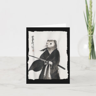 Carte Ferret Samurai Janpanese Vintage Warrier Art Anime
