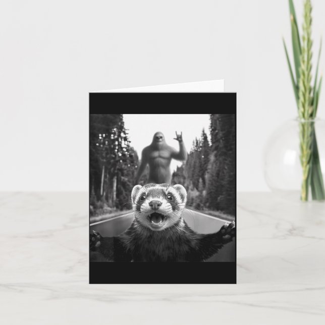 Carte Ferret Selfie With Bigfoot Funny For Men Women Kid (Devant)