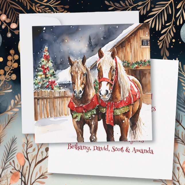 Carte Festif Chevaux Brown Noël (Créateur téléchargé)