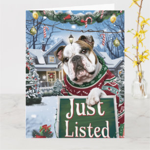 Carte Festif Chien Chien de Bulldog - Noël