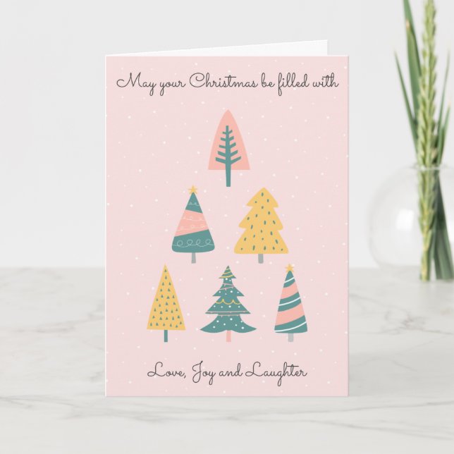 Carte Festif moderne Arbre de Noël mignon rose (Devant)