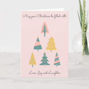Carte Festif moderne Arbre de Noël mignon rose