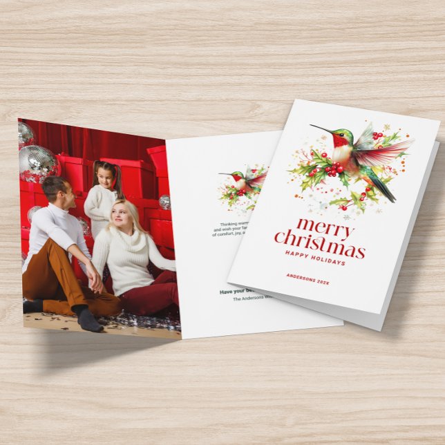 Carte Festif Noël Hummingbird Photo personnalisée (Créateur téléchargé)
