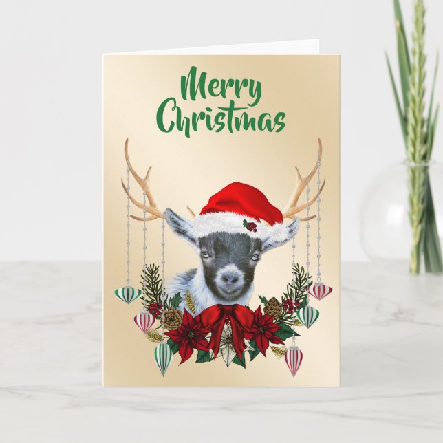 Carte Festif Noël Pygmée chèvre enfant (Devant)