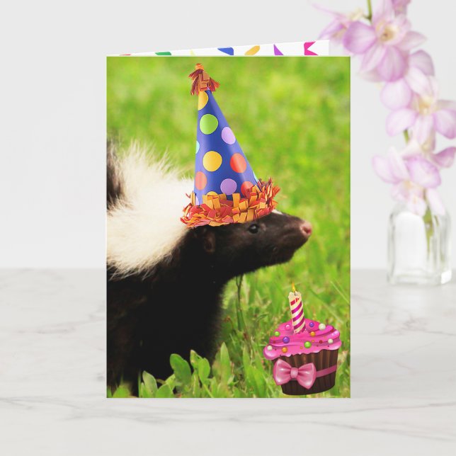 Carte Festif Party Skunk Anniversaire (Orchidée)