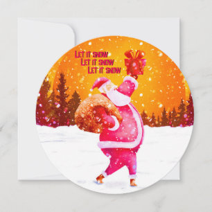 Carte Festif Pink Santa Claus