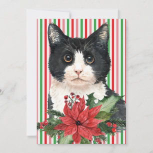 Carte Festif Watercolor Chat Holiday