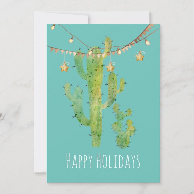 Carte Festin Cactus Watercolor (Devant)