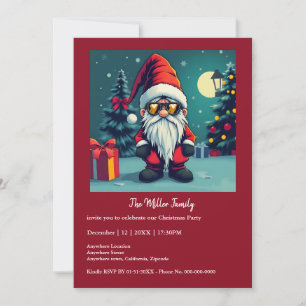 Carte Festin de Noël cosy gnome en déguisement