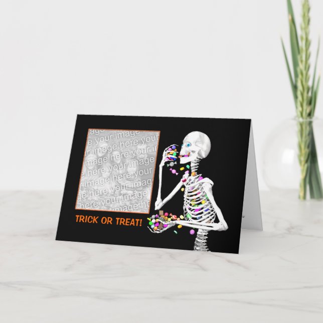 Carte Festins de squelette de Halloween (cadre de photo) (Devant)