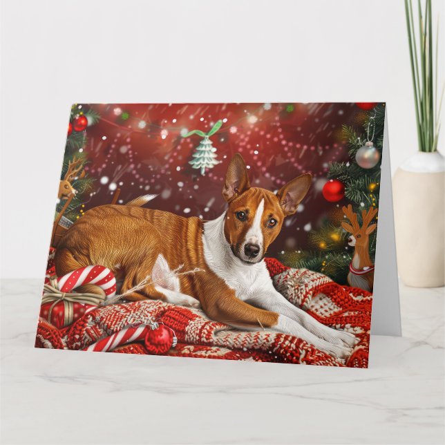Carte Festival de Noël de Chien Basenji (Devant)
