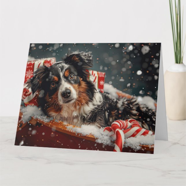 Carte Festival de Noël des chiens bergers australiens (Devant)