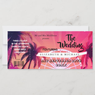 Carte Festival Ticket Palm Pink Sunset Wedfest Mariage