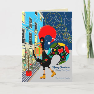 Carte Festivals de Noël avec le coq portugais