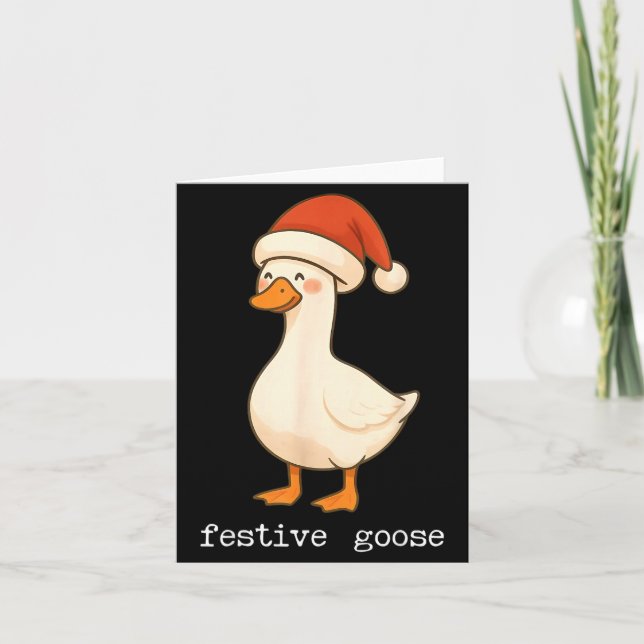 Carte Festive And Mpy Goose Santa Hat Xmas Light Matchin (Devant)