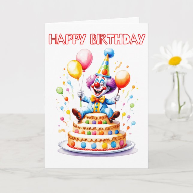 Carte Festive Anniversaire Clown (Petite plante)