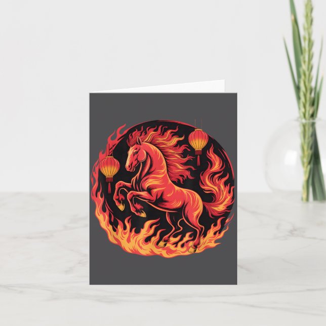 Carte Festive Chinese New Year 2026 Horse Lantern Cultur (Devant)