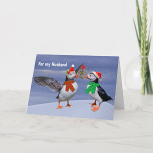 Carte festive de macareux époux