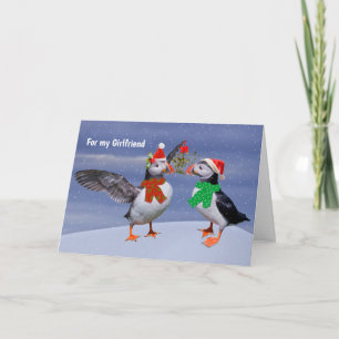 Carte festive de macareux petit ami