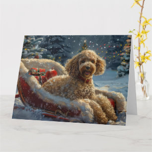 Carte Festive de Noël du chien de caniche