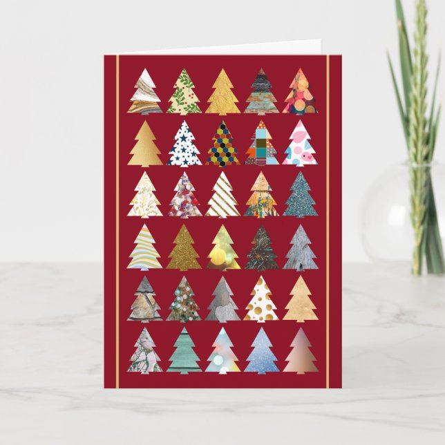 Carte Festive Fir Trees, Noël Rouge Salutation (Devant)