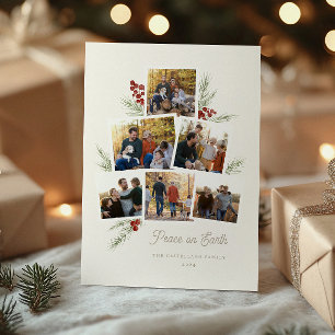 Carte Festive Foliage Photo Arbre Cadre Plat Holid