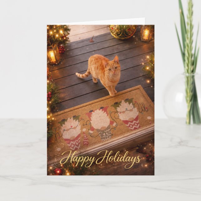 Carte Festive Ginger Cat Holiday Greeting Card (Devant)