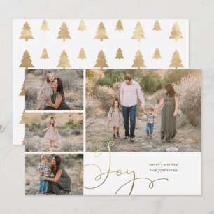 Carte Festive Gold Joy Collage Flat Holiday