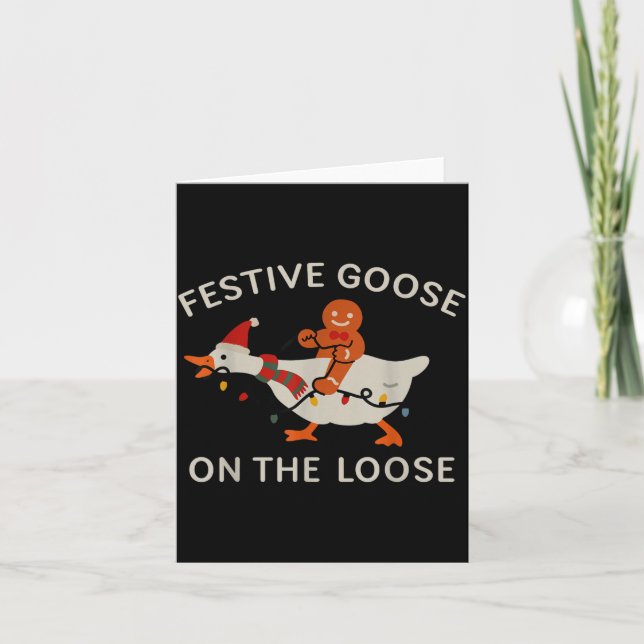 Carte Festive Goose On The Loose Funny Gingerbread Chris (Devant)
