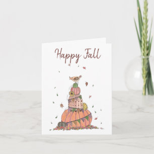 Carte Festive Happy Fall Citrouille Pile avec poulet