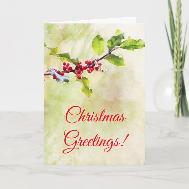Carte Festive Holly Christmas Holiday (Devant)