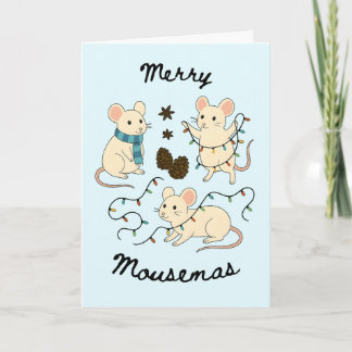 Carte Festive Mice with Fairy Lights – Christmas Card