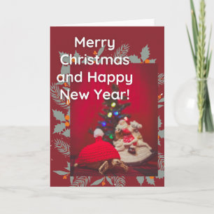 Carte Festive Noël bébé Sulcata Tortoise en casquette ro