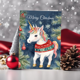 Carte Festive Noël Unicorn voeux de vacances