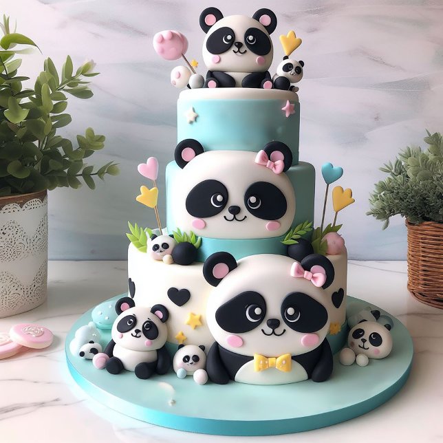 CARTE FESTIVE NOIR & BLANC PANDA THEMEME ANNIVERSAIRE DE (Créateur téléchargé)