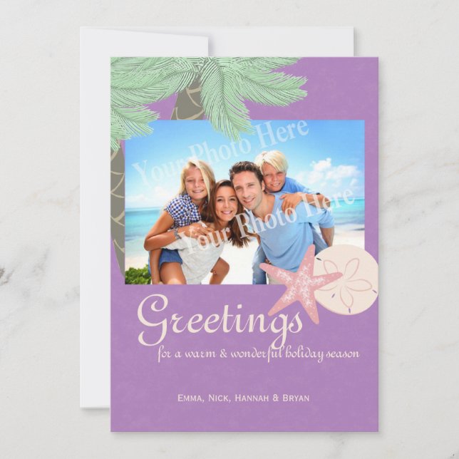 Carte Festive Plat Vacances Photo Grey (Devant)