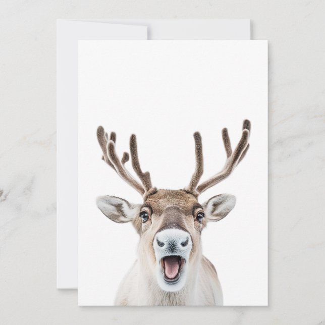 Carte Festive Reindeer avec Visages Silly (Devant)