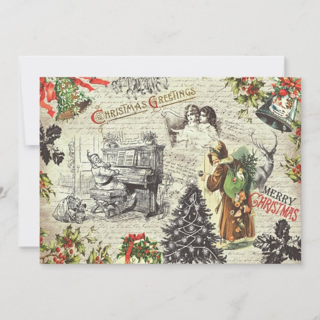 Carte Festive Vintage Victorian Christmas Santa  (Devant)