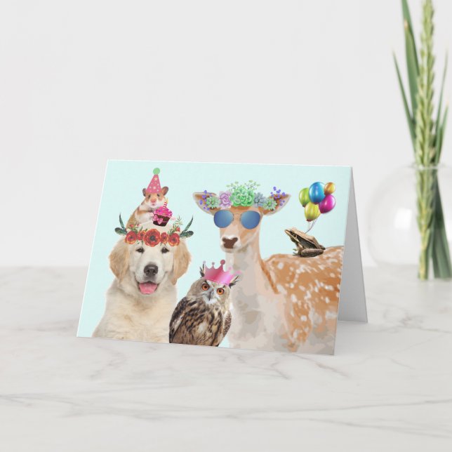 Carte Fête Animaux sauvages Anniversaire (Devant)