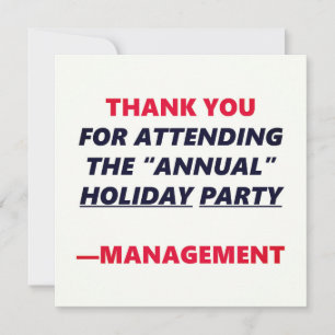 Carte Fête annuelle Funny Merci Office Humour