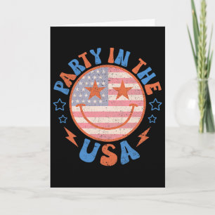 Carte Fête Aux Usa Visage Heureux Sourire Drapeau Améric