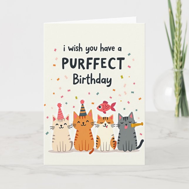 Carte Fête Chat Rayé (Devant)