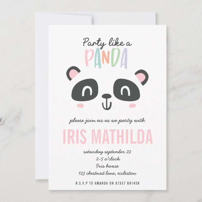 Carte Fête comme un panda coloré anniversaire lumineux (Devant)