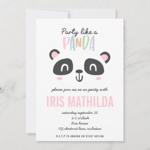 Carte Fête comme un panda coloré anniversaire lumineux