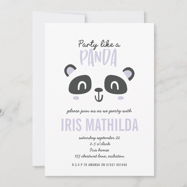 Carte Fête comme un panda coloré anniversaire lumineux (Devant)