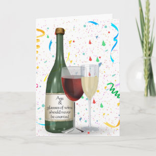 Carte Fête Confetti Vin bouteille Anniversaire