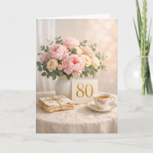 Carte Fête d'anniversaire 80 ans élégante or « 80 » sur 
