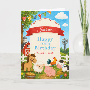 Carte Fête d'anniversaire à la ferme